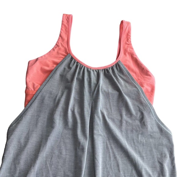 LULULEMON 4 Neon Pink Gray Sports Bra Loose Shirt Yoga Fitness Dance Tank Top - Picture 3 of 10